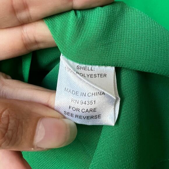 Jade by Melody Tam Green Ruffle Sleeve Tassel Tie Blouse Size XS - Picture 6 of 7